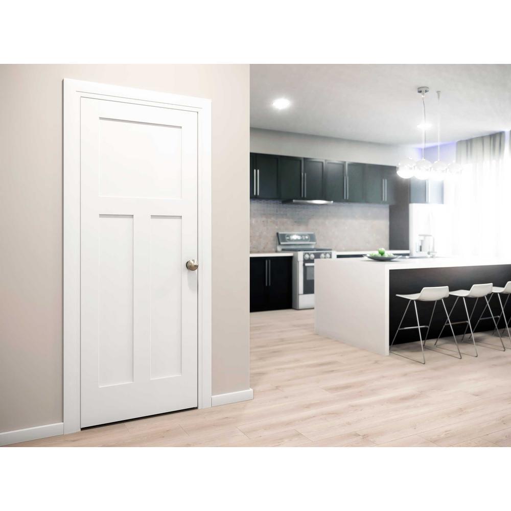 30 in. x 80 in. x 1-3/8 in. Shaker White Primed T-Shape 3-Panel Solid Core Wood Interior Slab Door - Super Arbor