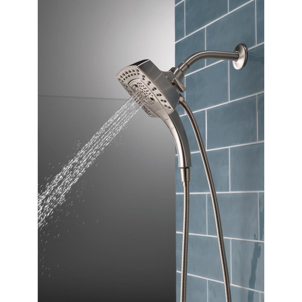 In2ition Two-in-One 5-Spray 5.8 in. Dual Wall Mount Fixed and Handheld Shower Head in Stainless - Super Arbor