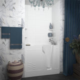 Rampart 3.9 ft. Walk-in Whirlpool and Air Bathtub with 4 in. Tile Easy Up Adhesive Wall Surround in White - Super Arbor