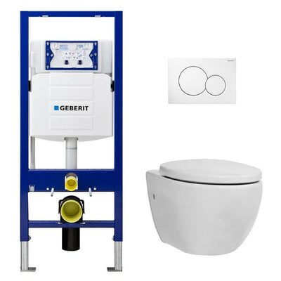 .8/1.6 GPF Dual Flush 2-Piece Elongated Icera Toilet w/Concealed Tank for 2x4 Construction and Dual-Flush Plate in White