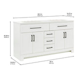 Style Selections Cauley 60-in White Double Sink Bathroom Vanity with White Cultured Marble Top