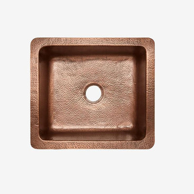 Monet Farmhouse Apron Front Handmade Pure Solid Copper 25 in. Single Bowl Kitchen Sink in Antique Copper