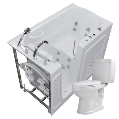 52.8 in. Walk-In Whirlpool Bathtub in White with 1.6 GPF Single Flush Toilet - Super Arbor
