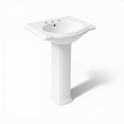 KOHLER Devonshire Vitreous China Pedestal Bathroom Sink in White with Overflow Drain