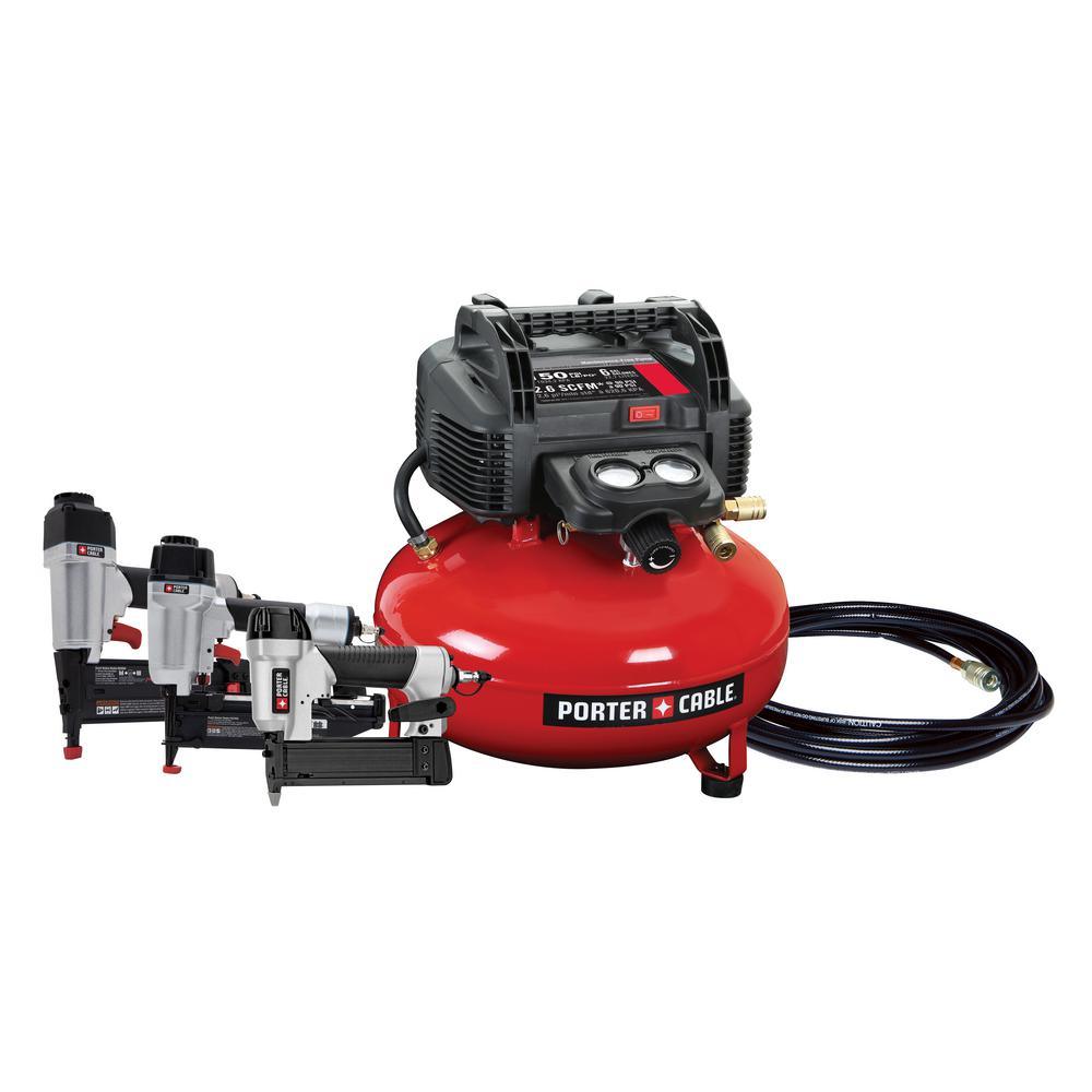 6 Gal. 150 PSI Portable Electric Air Compressor with 16-Gauge, 18-Gaug ...