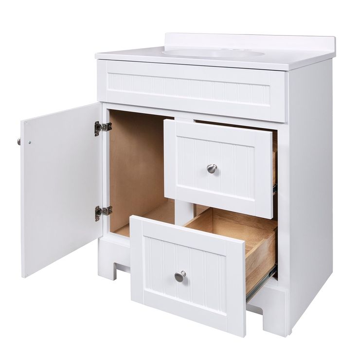 Style Selections Ellenbee 30.5-in White Single Sink Bathroom Vanity with White Cultured Marble Top