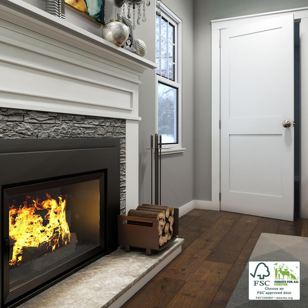 30 in. x 80 in. x 1-3/8 in. Shaker White Primed 2-Panel Solid Core Wood Interior Slab Door - Super Arbor