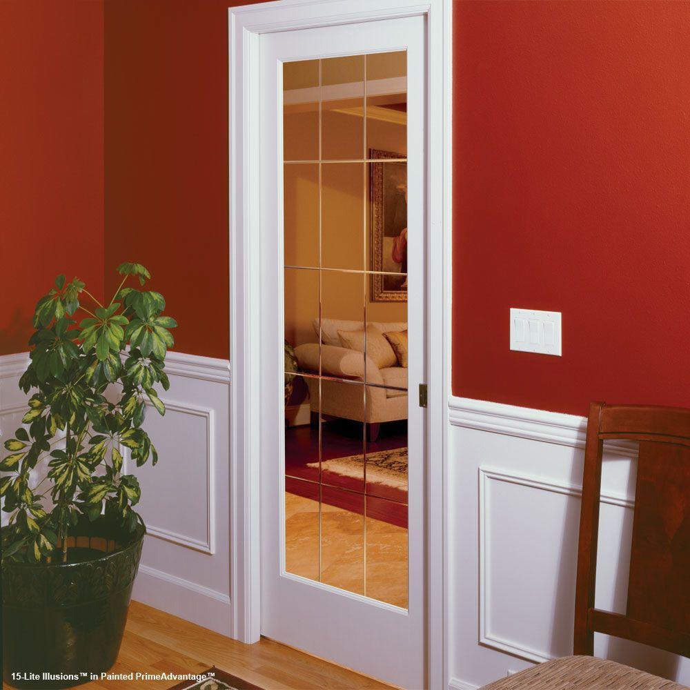 32 in. x 80 in. 15 Lite Illusions Smooth Primed MDF Interior Door Slab - Super Arbor