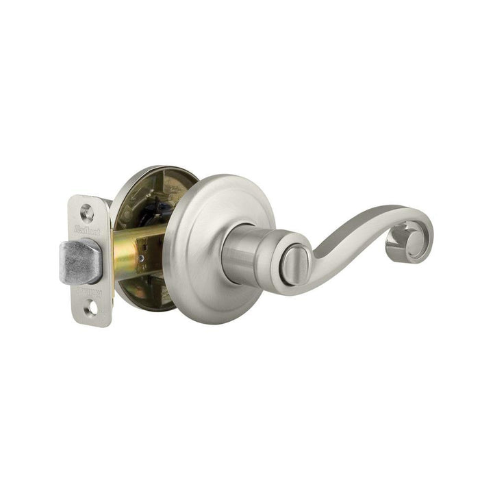 Lido Satin Nickel Privacy Bed/Bath Door Lever Featuring Microban