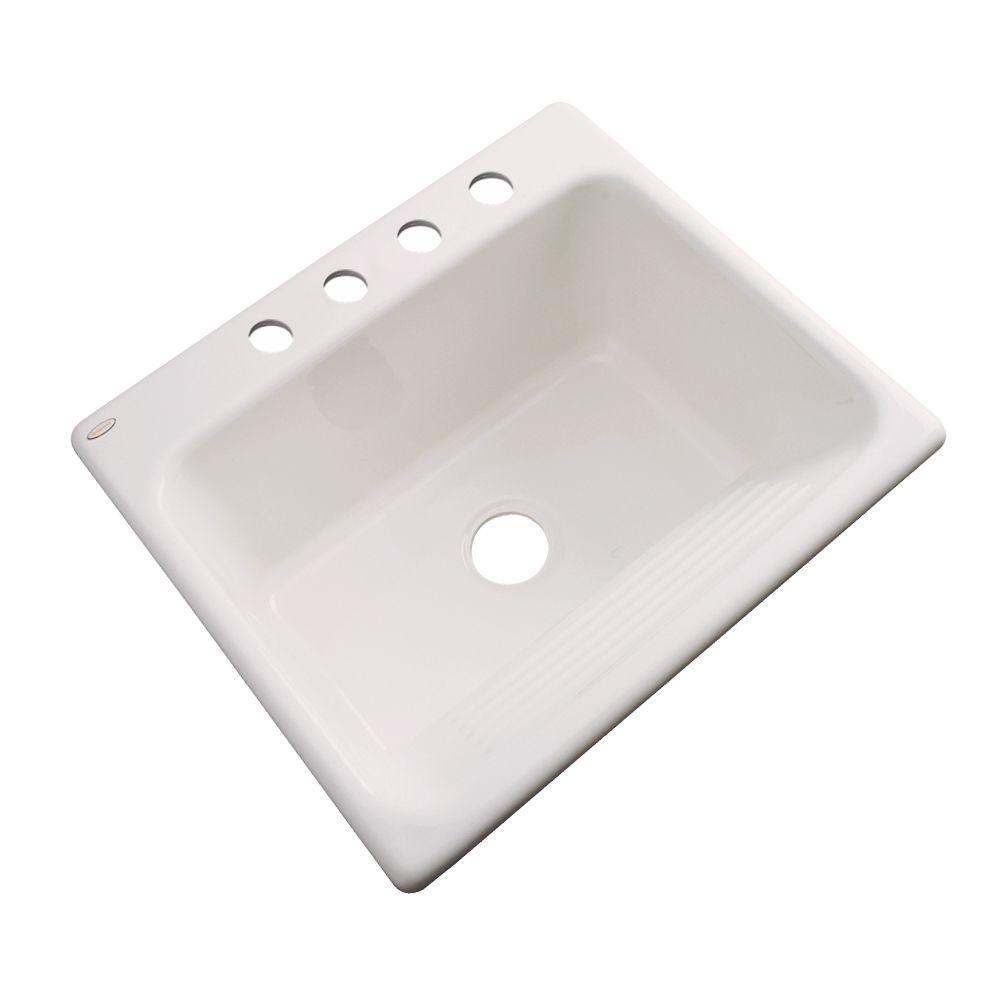 Kensington Drop-In Acrylic 25 in. 4-Hole Single Bowl Utility Sink in White - Super Arbor