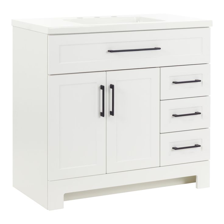 Style Selections Cauley 36-in White Single Sink Bathroom Vanity with White Cultured Marble Top