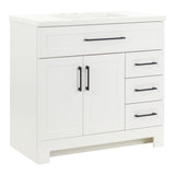 Style Selections Cauley 36-in White Single Sink Bathroom Vanity with White Cultured Marble Top