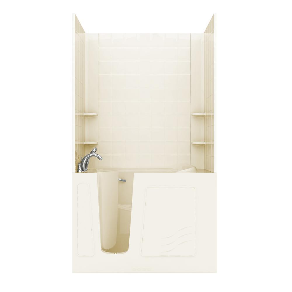 Rampart 3.9 ft. Walk-in Whirlpool and Air Bathtub with 4 in. Tile Easy Up Adhesive Wall Surround in White - Super Arbor