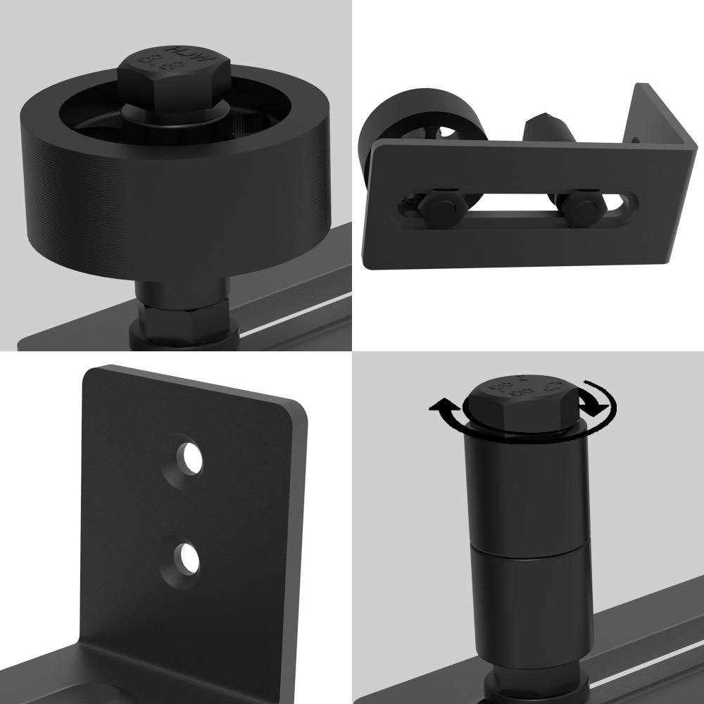 4.88 in. Black Steel Heavy-Duty Adjustable Sliding Barn Door Floor Guide Hardware (Model 1) - Super Arbor