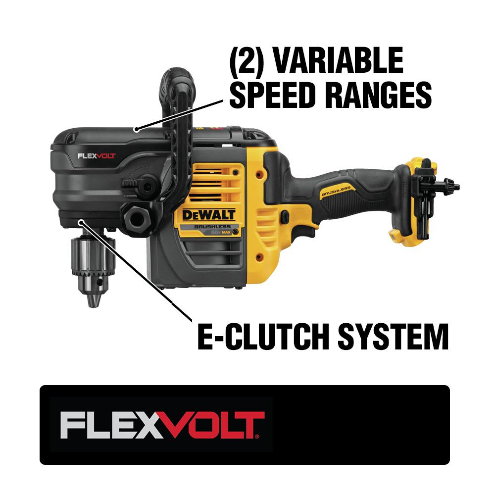 FLEXVOLT 60-Volt MAX Lithium-Ion Cordless Brushless 1/2 in. Stud and Joist Drill w/ (2) Batteries 2Ah, Charger and Bag