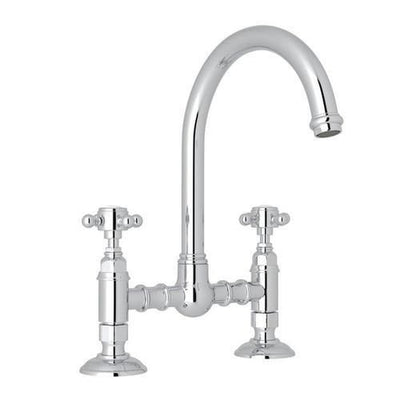Rohl Italian Kitchen San Julio Polished Chrome 2-Handle Deck-Mount Bridge Handle Kitchen Faucet