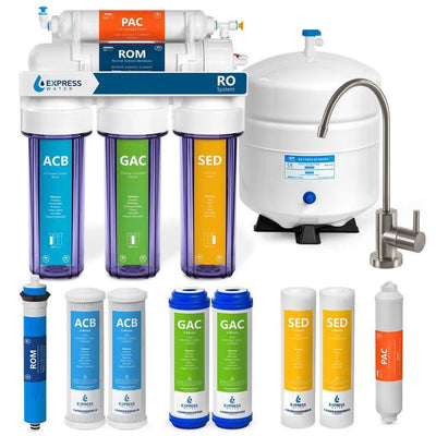 Express Water Reverse Osmosis 5 Stage Water Filtration System – with Faucet, Tank, and 4 Replacement Filters – 50 GPD