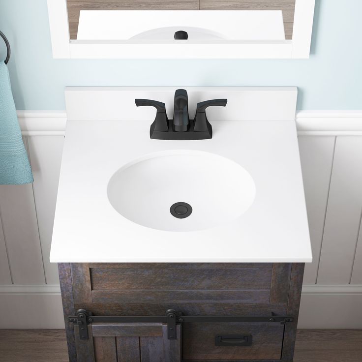 Style Selections Morriston 24-in Distressed Java Undermount Single Sink Bathroom Vanity with White Engineered Stone Top