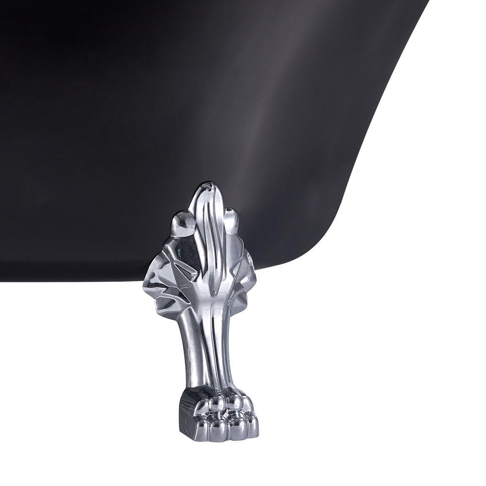 60 in. Fiberglass Single Slipper Clawfoot Non-Whirlpool Bathtub in Glossy Black - Super Arbor