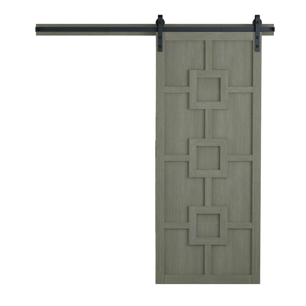 42 in. x 84 in. Mod Squad Bright White Wood Sliding Barn Door with Hardware Kit - Super Arbor