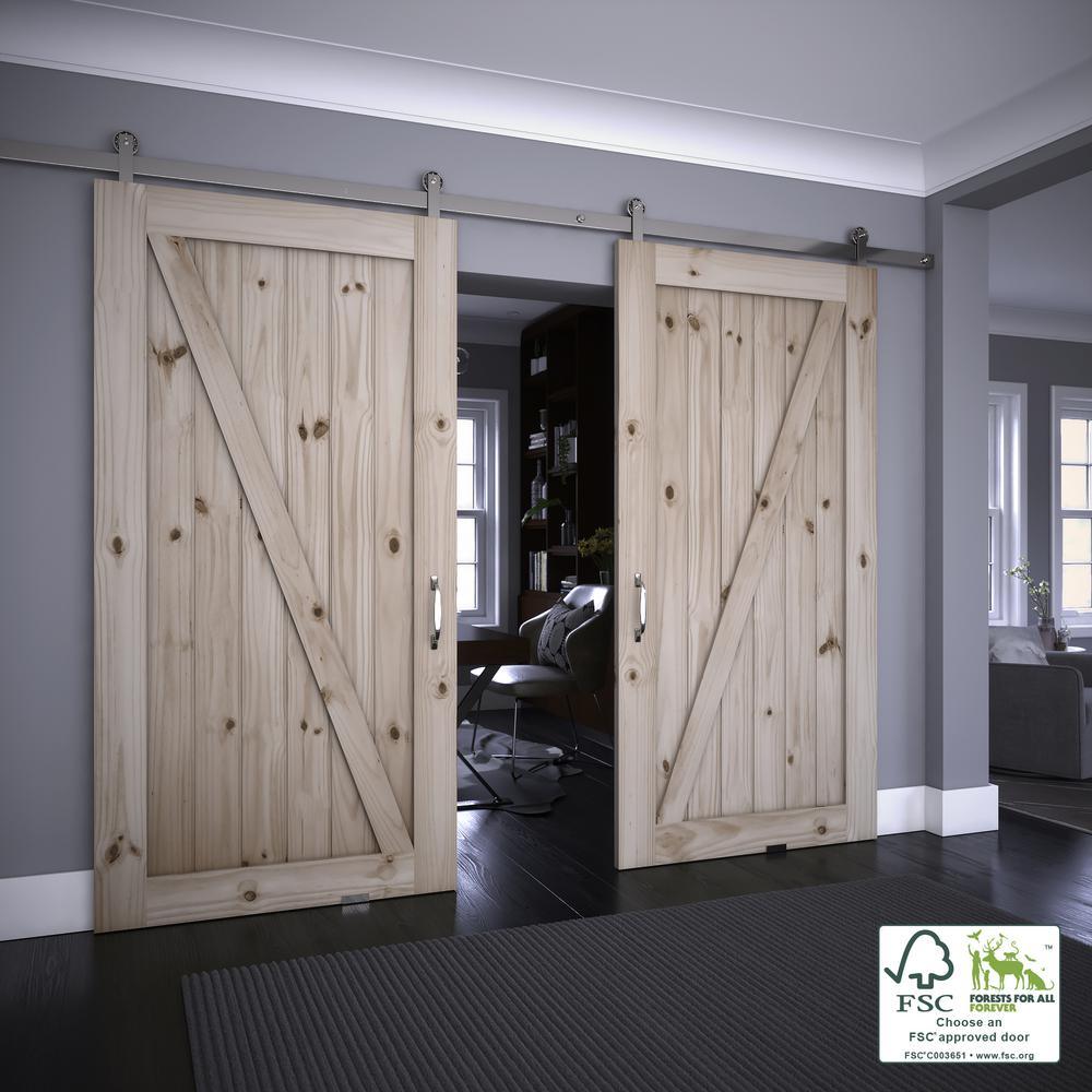 42 in. x 96 in. Z-Shape Knotty Pine Interior Barn Door Slab - Super Arbor