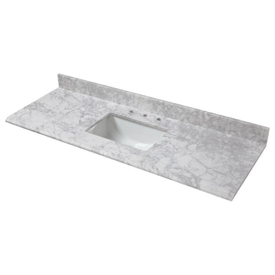 73 in. W x 22 in. D Marble Single Trough Sink Vanity Top in Carrara - Super Arbor