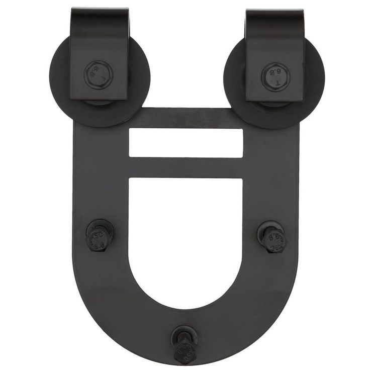 72 in. Black Horseshoe Sliding Barn Door Track and Hardware Kit