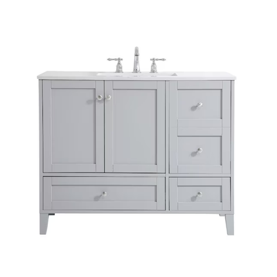 Elegant Decor First Impressions 42-in Gray Undermount Single Sink Bathroom Vanity with Calacatta Quartz Top