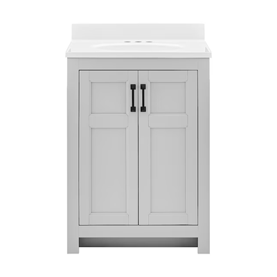 Style Selections Lowry 25-in Light Gray Single Sink Bathroom Vanity with White Acrylic Top