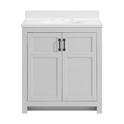 Style Selections Lowry 31-in Light Gray Single Sink Bathroom Vanity with White Acrylic Top