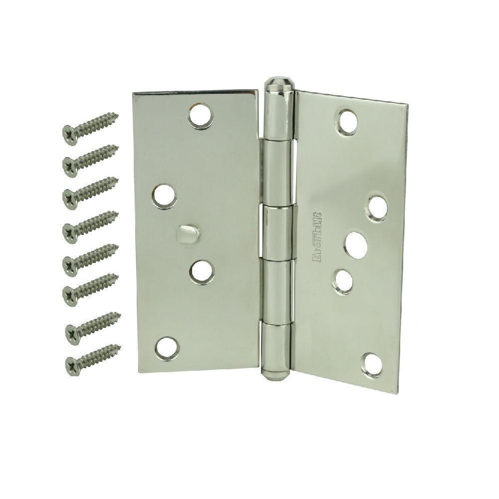 4 in. Satin Nickel Square Corner Security Door Hinges Value Pack (3-Pack) - Super Arbor