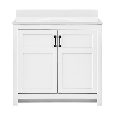 Style Selections Lowry 37-in White Single Sink Bathroom Vanity with White Acrylic Top