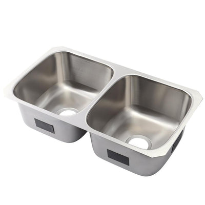 Ballad Undermount Stainless Steel 32 in. Double Bowl Kitchen Sink - Super Arbor