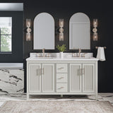 Style Selections Alaia 60-in Muse Gray Undermount Double Sink Bathroom Vanity with White Engineered Stone Top