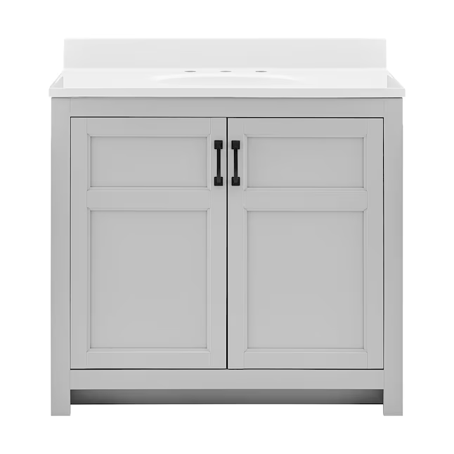 Style Selections Lowry 37-in Light Gray Single Sink Bathroom Vanity wi ...