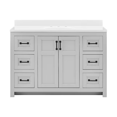 Style Selections Lowry 49-in Light Gray Single Sink Bathroom Vanity with White Acrylic Top