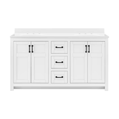 Style Selections Lowry 61-in White Double Sink Bathroom Vanity with White Acrylic Top