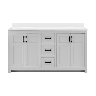 Style Selections Lowry 61-in Light Gray Double Sink Bathroom Vanity with White Acrylic Top