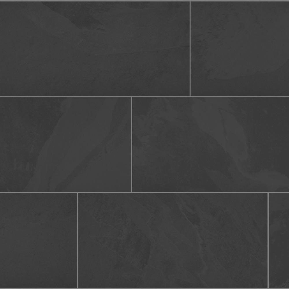 Galactic Slate 12 in. x 24 in. Porcelain Floor and Wall Tile (435.84 s ...