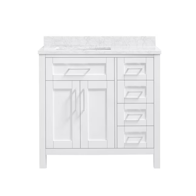 OVE Decors Tahoe 36-in White Undermount Single Sink Bathroom Vanity with White Carrara Natural Marble Top