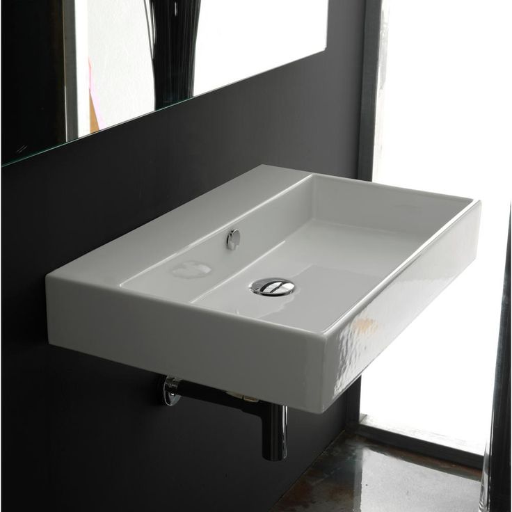 WS Bath Collections Unlimited 60 Wall Mount / Vessel Bathroom Sink in Ceramic White without Faucet Hole