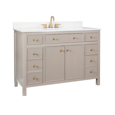 allen + roth Sandbanks 48-in Greige Undermount Single Sink Bathroom Vanity with White Engineered Stone Top