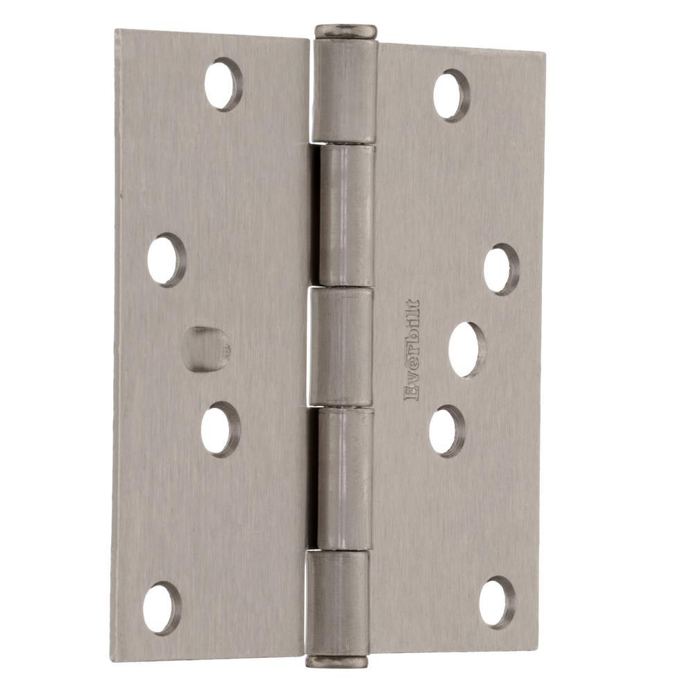 4 in. Satin Nickel Square Corner Security Door Hinges Value Pack (3-Pack) - Super Arbor