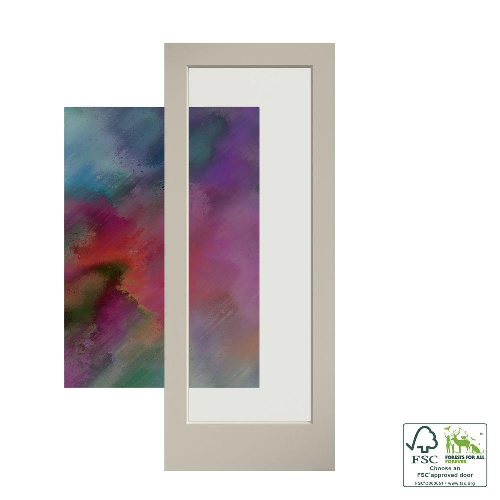28 in. x 80 in. 1-Lite Clear Glass True Divided White Finished Solid Core Wood French Interior Door Slab - Super Arbor