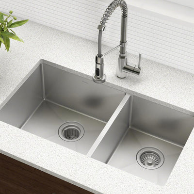 Standart PRO 33in. 16 Gauge Undermount 60/40 Double Bowl Stainless Steel Kitchen Sink - Super Arbor