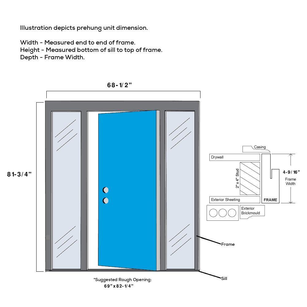 68.5 in. x 81.75 in. Internal Blinds Right-Hand Inswing Full Lite Clear Primed Steel Prehung Front Door with Sidelites - Super Arbor
