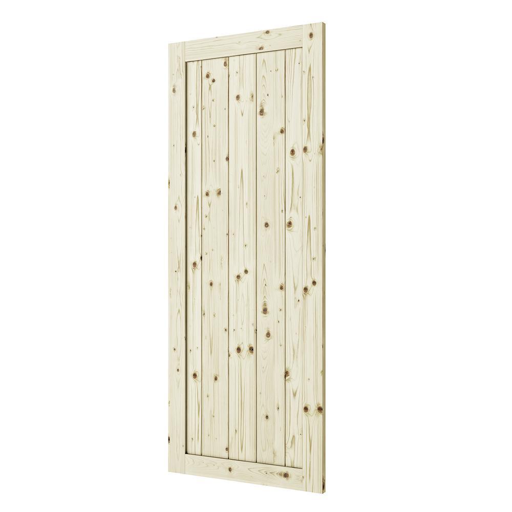 26 in. x 84 in. Rustic1-Panel Unfinished Knotty Pine Interior Barn Door Slab - Super Arbor