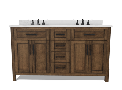 OVE Decors Tahoe 60-in Almond Latte Undermount Double Sink Bathroom Vanity with White Engineered Stone Top