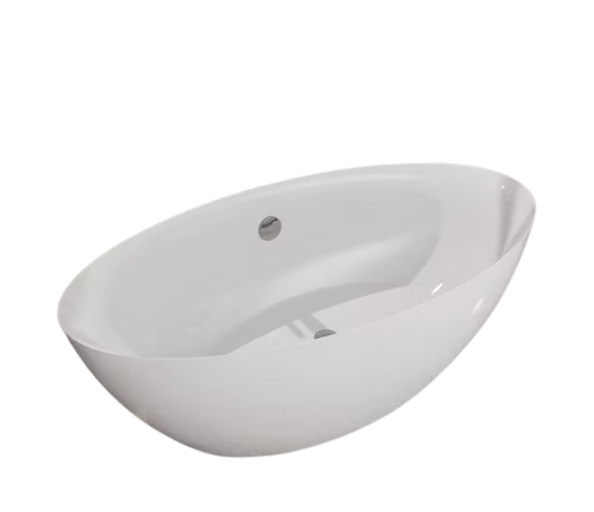 71 in. Acrylic Flatbottom Double Ended Freestanding Soaking Bathtub in White with Polished Chrome Overflow and Drain