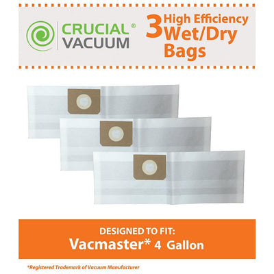Replacement Bags, Fits Vacmaster VF408 Wet and Dry Vacs, 4 Gal. Cap, Compatible with Part VFDB (3-Pack) - Super Arbor